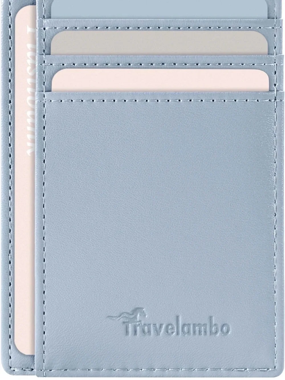 Travelambo Light Blue Slim Card Holder Wallet RFID blocking - Picture 8 of 8